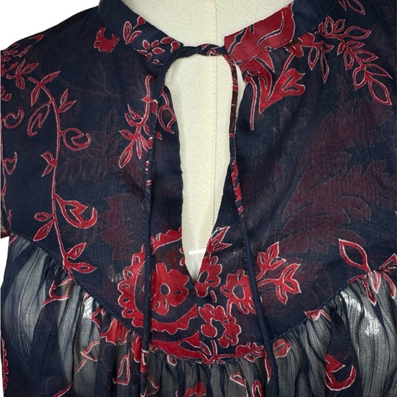 Lucky Brand Navy and Red Floral Blouse - Picture 5 of 8